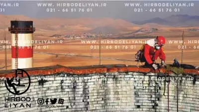 پروژه نیروگاه شازند اراک : تهیه گزارش از دودکش در حالت اوور حال ، با سیستم کار در ارتفاع با طناب صنعتی (industrial rope acceess) بدون نیاز به داربست